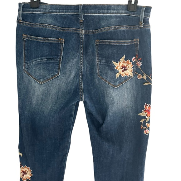Driftwood Jackie Floral Embroidered Mid-rise Skinny Jeans Dark Wash Denim Sz 31 - Picture 5 of 10